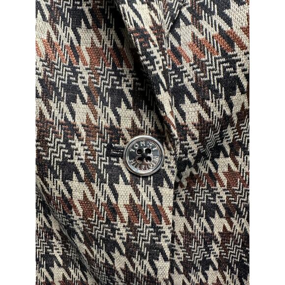 NWOT Tommy Hilfiger Women Brown Houndstooth Print Longline Blazer Jacket Coat 10 - Picture 4 of 15